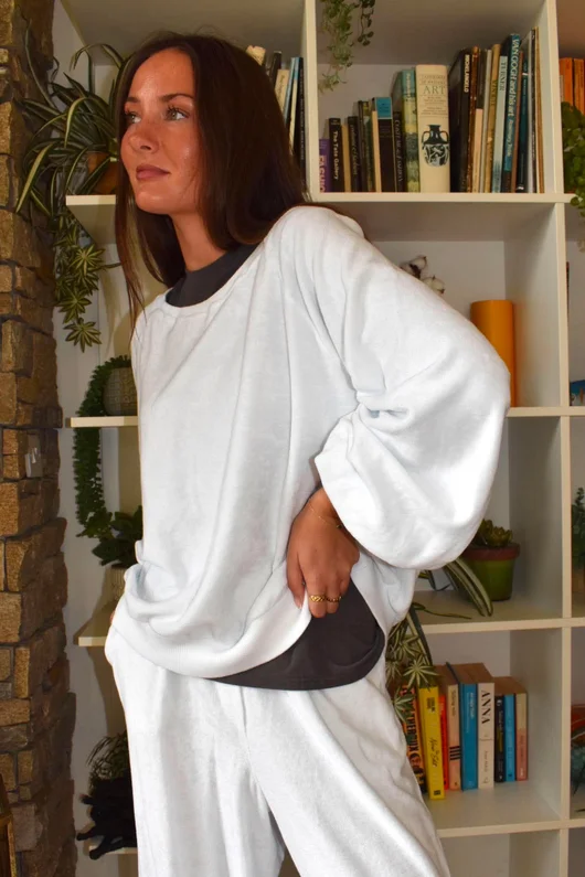Terry B Lantern Sleeve Sweatshirt White